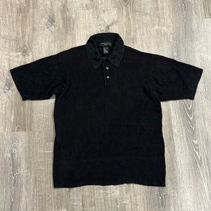 Mens August Silk Sweater Ribbed Polo Shirt
